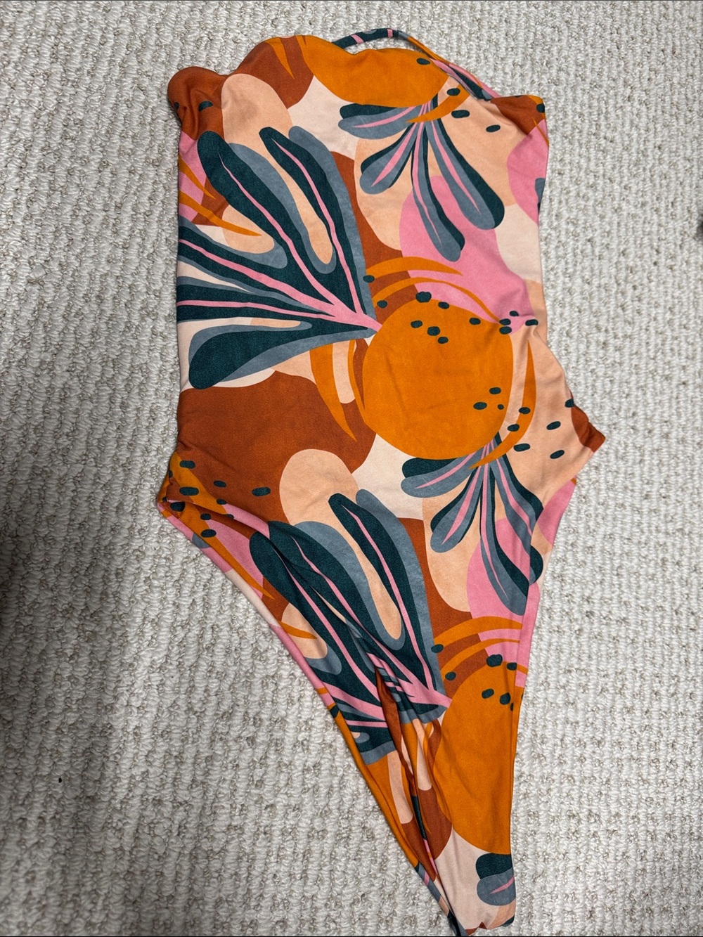 Stone Fox Abstract Floral One-Piece Swimsuit - Orange, Pink, Teal Print